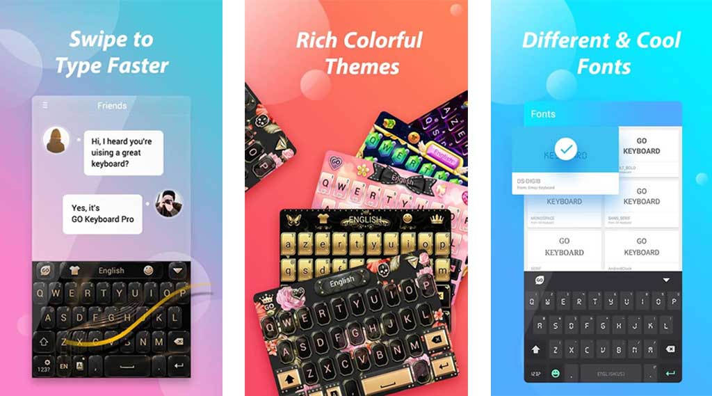 Go Keyboard, high variety of themes and emojis