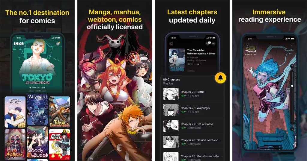 INKR Comics is among the top manga reader apps for iOS and Android phones