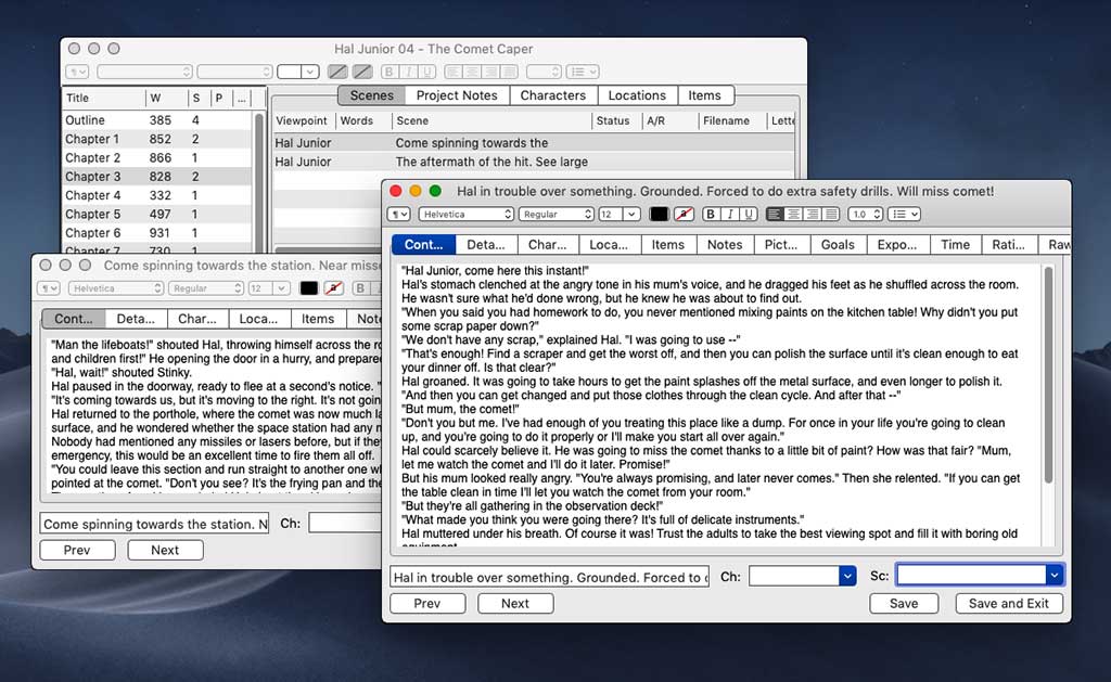yWriter is one of the best apps for writing a book and novels
