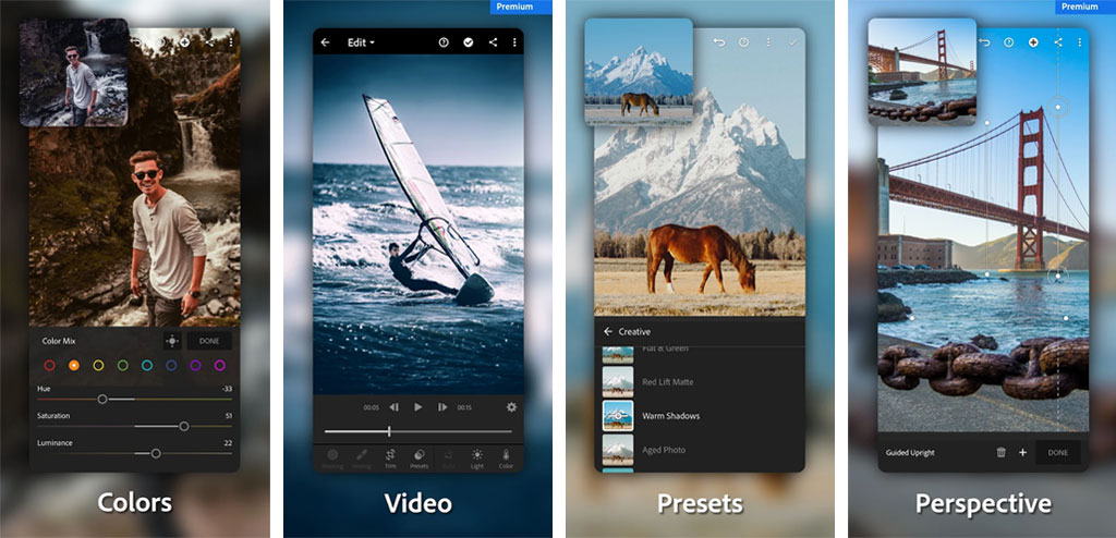 Adobe Lightroom photo editing application for Android photography
